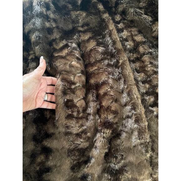 Dennis Basso Coat Women's Size Large Brown Faux Fur Lined Snow Winter Jacket - Picture 11 of 15